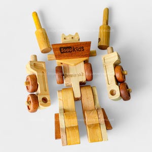 Customizable DIY Wooden Optimus Prime Robot Toy Transforming Truck Puzzle Montessori-Inspired Building Blocks, Safe and Perfect Gift for Kid