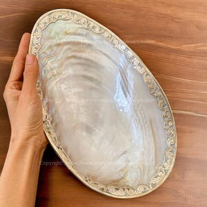 Vip Seashell LARGE Dish Silver Trim Sammler Display Perfekt für Candy Dish Schmuck Tablett Dekor Dekorative Riesen Shell Dish