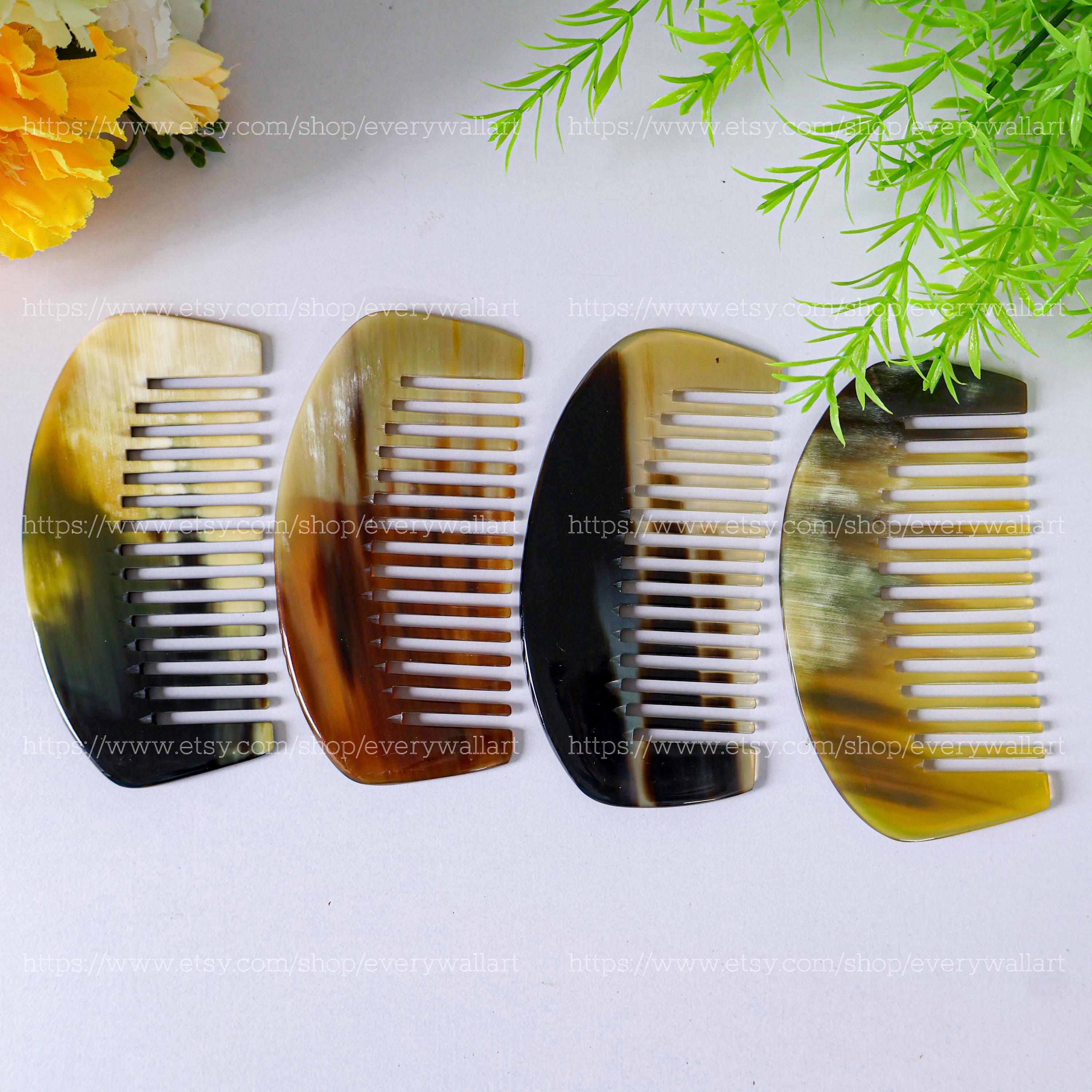 Middle Comb Natural Buffalo Horn Comb, Handmade Pocket Ox Horn Comb, Anti-static ...