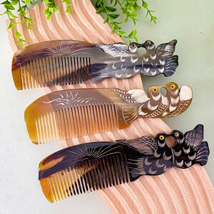 Mother Child Natural Buffalo Horn Comb Symbol of Love & Peace,Anti-Static Full Handmade Horn Comb, Eco Comb, Fine Beard Comb, Gift for mom Pigeon