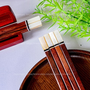 Personalized Rosewood Chopsticks Mother-of-pearl Chopstick Mother&#39;s Day Father&#39;s Day Engraved Name Chopstick Gift C#13