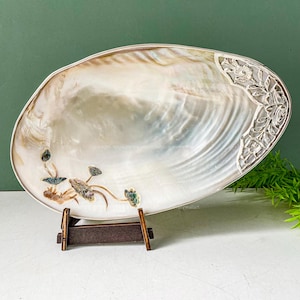 Muschel Teller Perlmutt Lotus Blume Splitter Schmuck Tablett Dekorative Riesenschale VIP Gericht Symbol der Reinheit Wohnkultur LARGE Dish