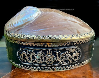 Vintage Seashell and Jewelry Box Mother of Pearl Jewelry Box Abalone Shell Trinket Storage Ancient-Style Home Decor Seashell Gift Box Decor