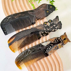 Mother Child Natural Buffalo Horn Comb Symbol of Love & Peace,Anti-Static Full Handmade Horn Comb, Eco Comb, Fine Beard Comb, Gift for mom image 7