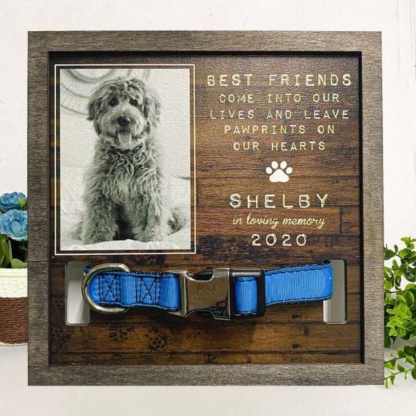 Memorial Pet Loss Frame - Dog Cat, Puppy Memorial Wood Frame With Collar Display | Dog Bereavement Gift| Pet Loss Gifts | Pet Sympathy Gift