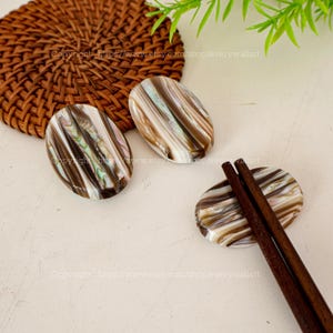 Mother-of-pearl Chopsticks Rest Mother&#39;s Day Father&#39;s Day Hashioki Chopsticks Rest, Japanese Chopstick Rest Oval Brown Pearl Chopstick Rest