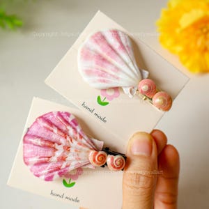 Épingle à cheveux coquillage Barrette à cheveux coquillage sirène-core sirène coquillage Accessoires pour cheveux de mariée plage Jolie barrette à cheveux d&#39;été cheveux de plage pour elle H5
