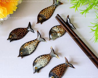 Descanso para pauzinhos de chifre de búfalo natural, descanso para pauzinhos de peixe, descanso para pauzinhos de Hashioki, descanso para pauzinhos japoneses, dia das mães e dia dos pais