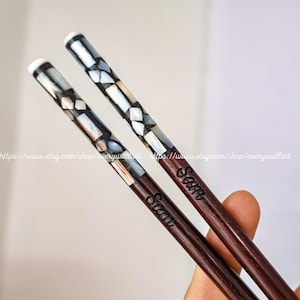 Personalized Rosewood Chopsticks Mother-of-pearl Chopstick Mother&#39;s Day Father&#39;s Day Engraved Name Chopstick Gift C#4
