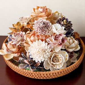 14 Colors Chrysanthemum Flower Seashell Flowers Natural Seashell Coastal Home Decor Beach Wedding Decor Handmade Christmas Ornament Flower