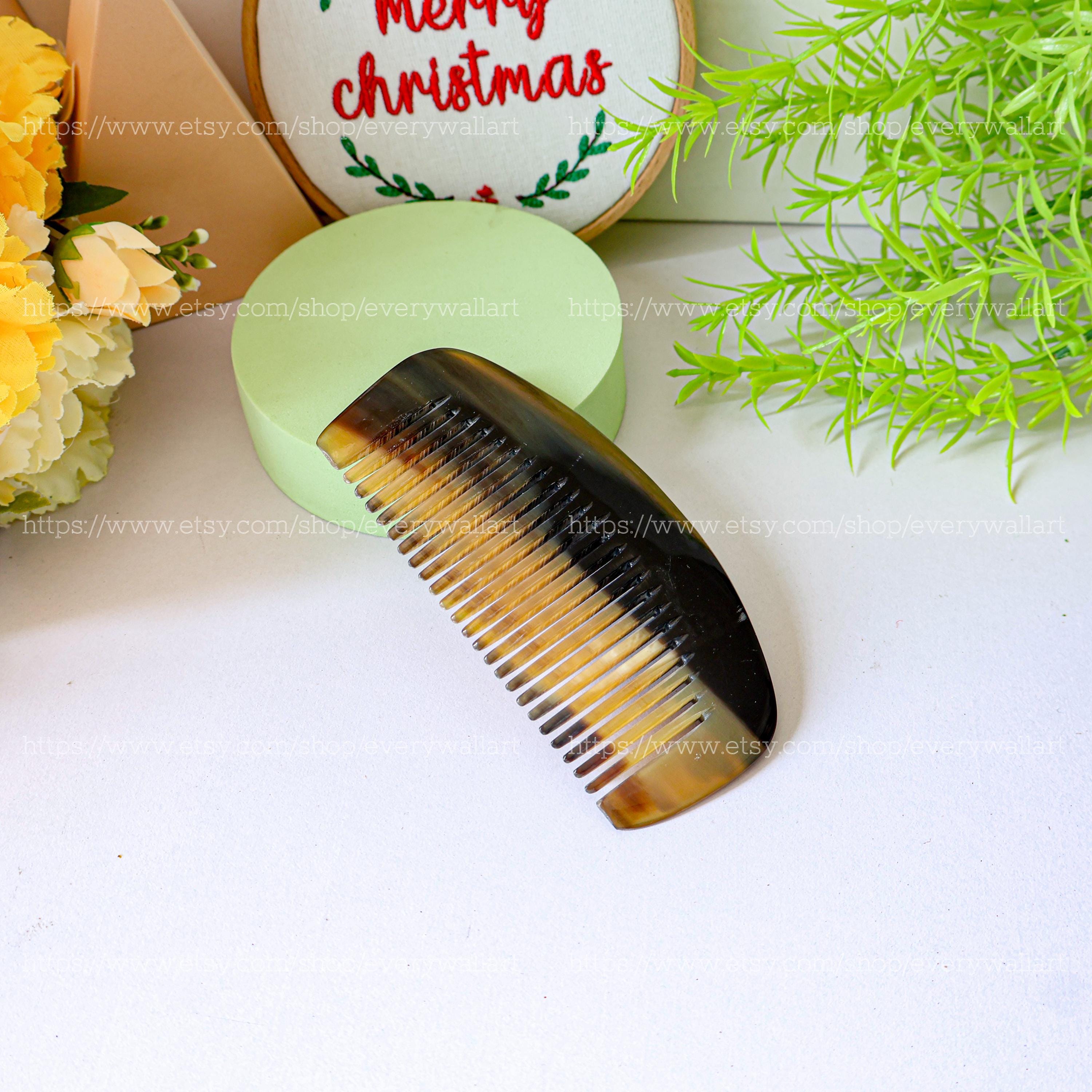 Middle Comb Natural Buffalo Horn Comb, Anti-static Full Handmade Pocket Horn Comb ...