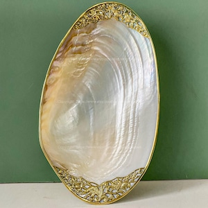 Natürliche Seashell Dish Blume Gold Carving Dish Schmuck Tablett Dekorative Riesen Shell Dish LARGE Dish Küsten Wohnkultur Display Candy Dish