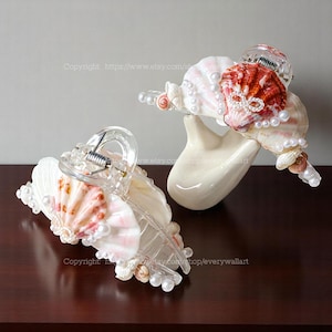 Pinces à cheveux coquillage grande pince accessoires pour cheveux pour mariage sur la plage sirène-core sirène coquillage coquillage épingle à cheveux plage mignon cheveux