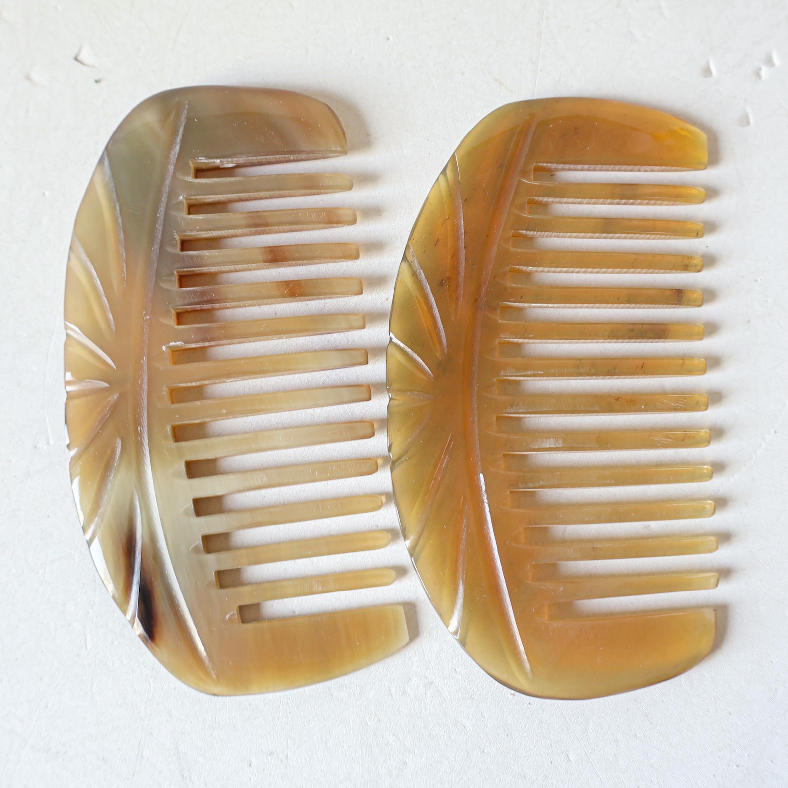 Middle Comb Natural Buffalo Horn Comb, Handmade Pocket Ox Horn Comb, Anti-static ...