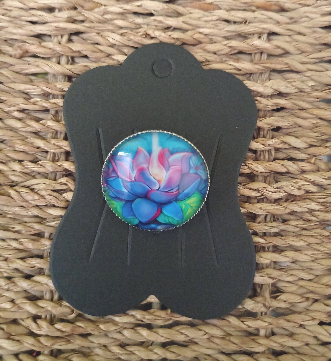Lotus flower brooch lapel badge pin glass on silver alloy Etsy