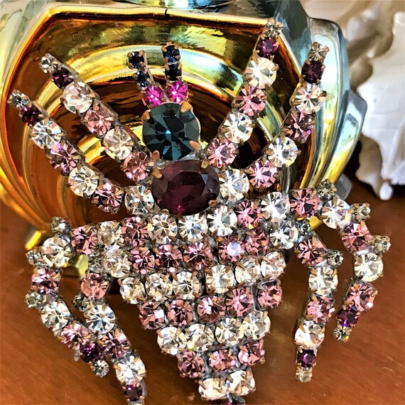 Vintage Spider Brooch, Statement Spider Pin, Laven