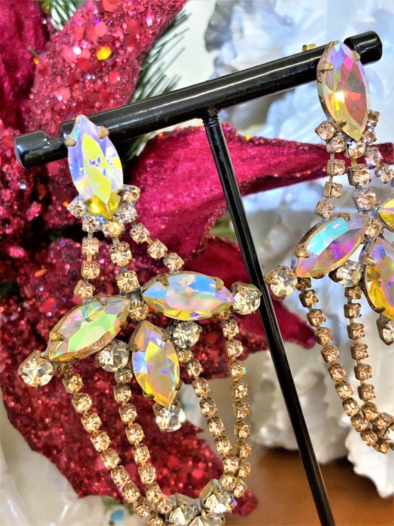 Vintage Czech Rhinestone Earrings, Crystal Earring