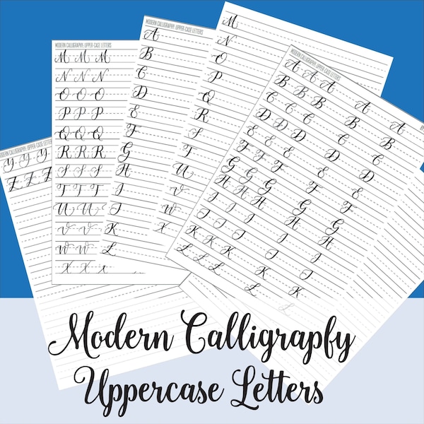 Modern Calligraphy Uppercase Letters Worksheets 6 PDF