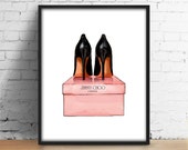 Shoes Print inspired by Jimmy Choo Modern Design digital art Shoes Watercolor Decor Fashion wall art Girl room Illustration Fashionista art.