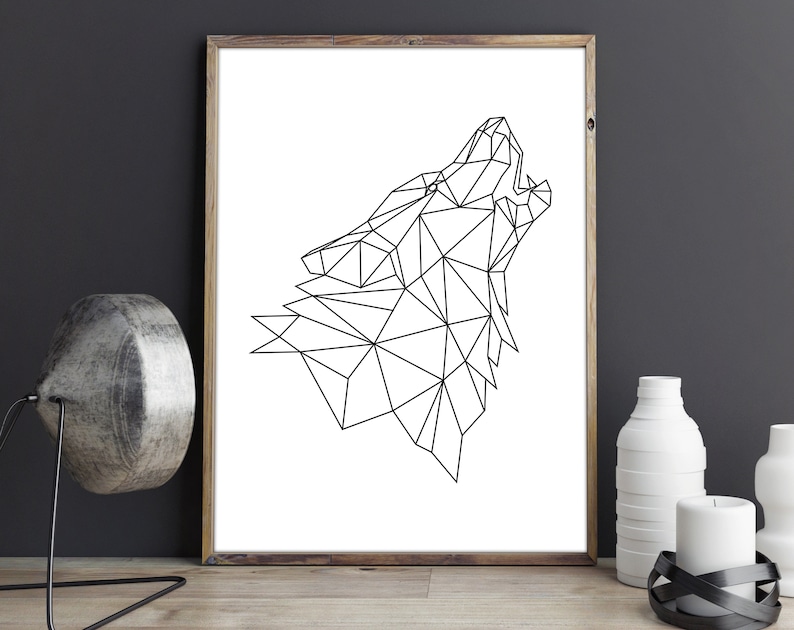 Tête de loup dimpression Origami affiche loup tête Art | Etsy