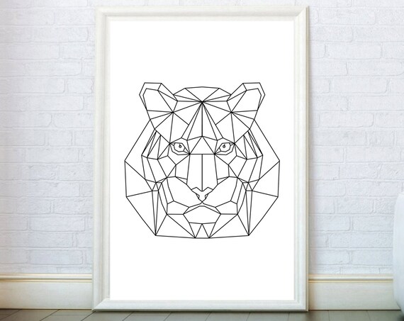 Tigerkopf Drucken Origami Poster Tiger Geometrische Skandinavischen Dreiecke Modernen Grafik Design Minimalistisch Wandkunst Abstrakte Tier Dekor