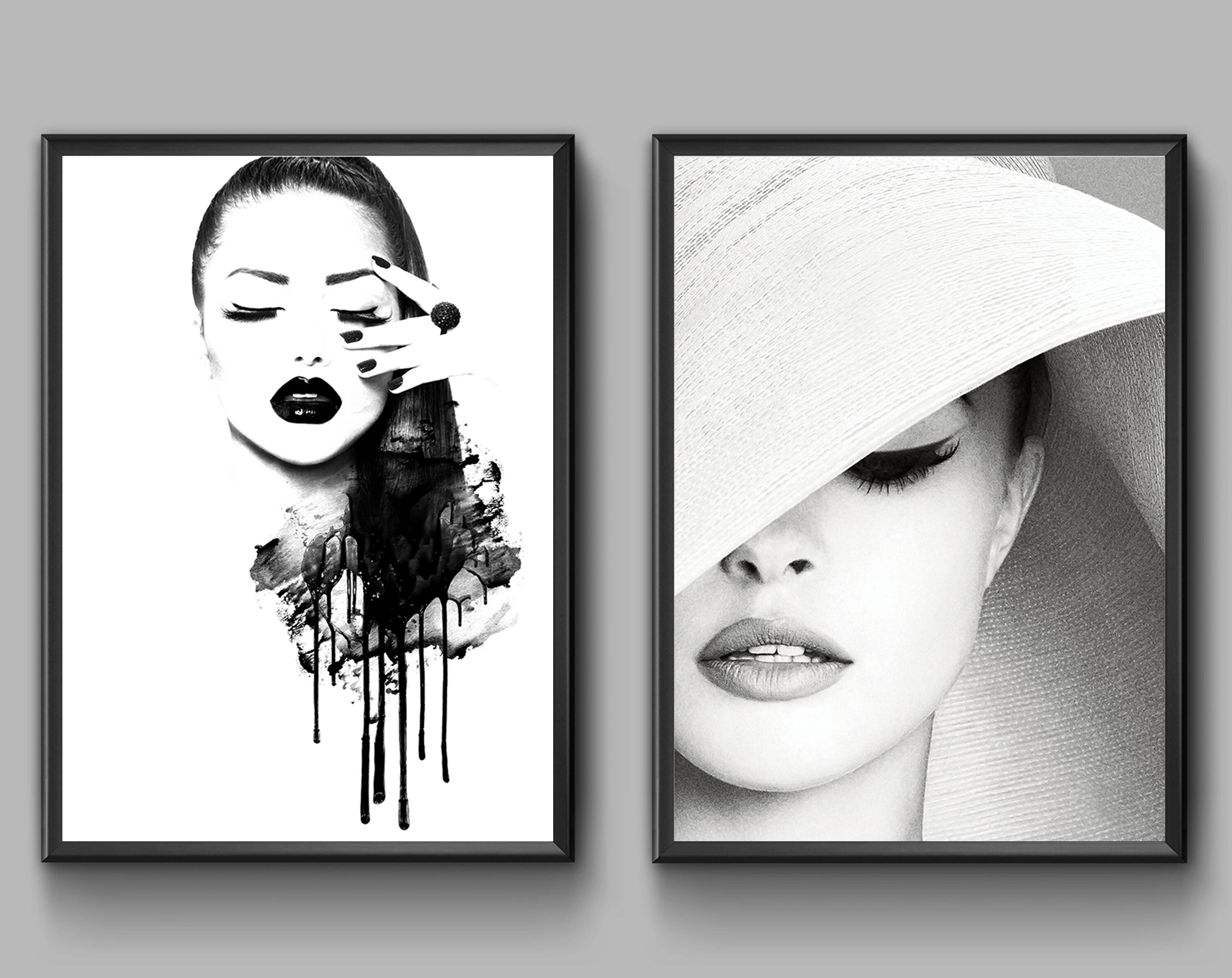 Fashion Wall Art. Black and White Poster. Glamour Decor. Set Etsy