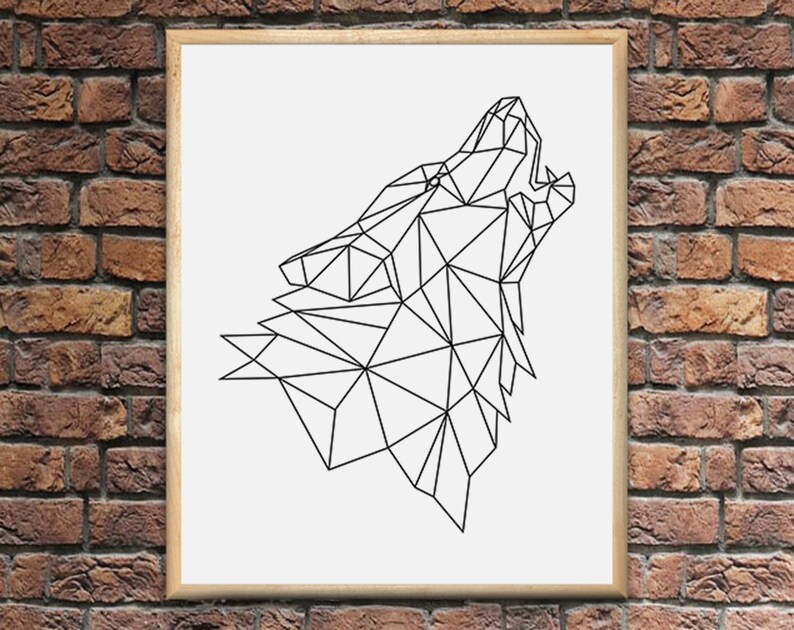 Tête de loup dimpression Origami affiche loup tête Art | Etsy