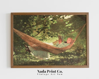 Woman Reading Oil Painting | Antique Nature Print | Warm Vintage Wall Art | Printable Art | #0059