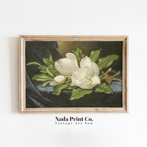 Magnolia Branch Painting | Vintage Botanical Print | Warm Vintage Wall Art | Printable Art | #0077