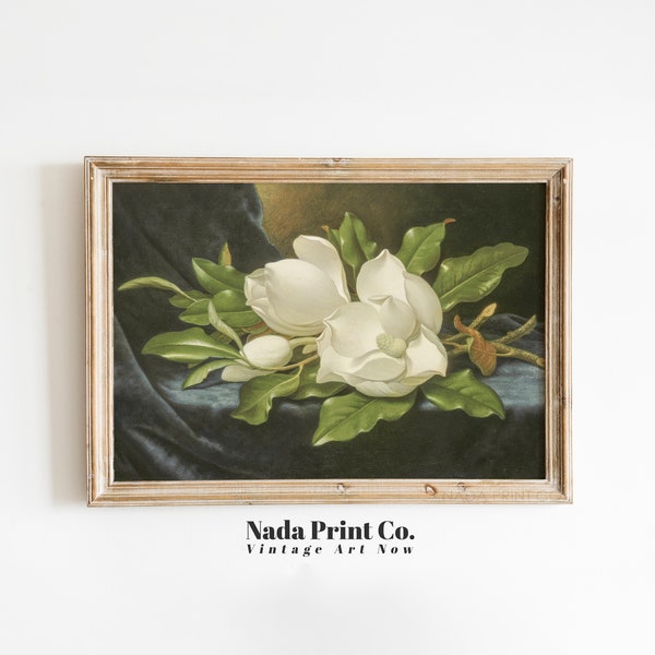 Magnolia Branch Painting | Vintage Botanical Print | Warm Vintage Wall Art | Printable Art | #0077