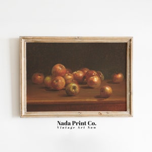 Apples Kitchen Painting | Rustic Still Life Print | Warm Vintage Wall Art | Printable Art | #0087