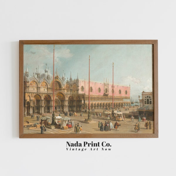 Piazza San Marco Painting | Saint Mark's Square Venice Italy Print | Warm Vintage Wall Art | Printable Art | #0169
