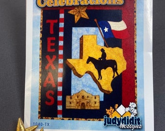 Pattern: Texas Wall Hanging - Lone Star Appliqué Banner with lonestar buttons