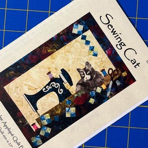 Pattern: Sewing Cat Quilt - Raw Edge Appliqué (25x16)