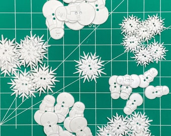 Snowmen & Snowflakes Buttons: Winter Themed Embellishments Assorted Sizes