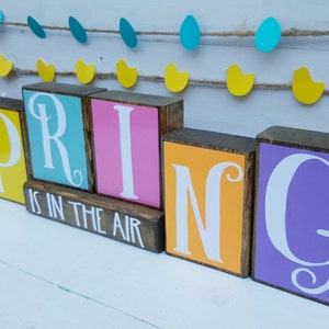 Spring Is In The Air Wooden Blocks - Wooden Blocks - Spring Decor - Spring Is In The Air - Spring Decorations - Spring Time