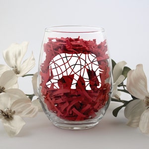 White Elephant Wine Glass - Stemless Wine Glass - White Elephant Gift - Elephant Wine Glass - Geometric Elephant