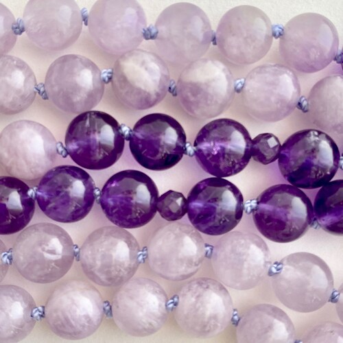 Amethyst and Lavender shops Jade Mala Necklace Meditation Beads