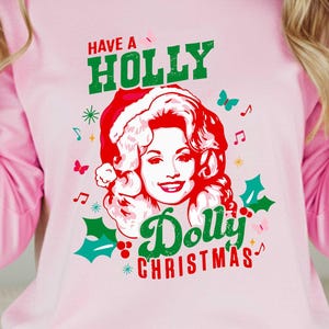 Dolly Christmas Long Sleeve T-Shirt, Retro Country Holiday Tee, Cute Boho Garment-dyed Shirt, Dolly Xmas Vibe Top, Comfort Color Tee,