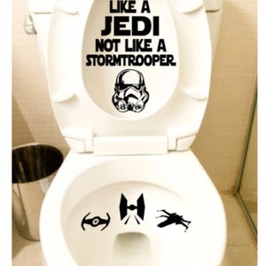 Aim Like A Jedi Not Like A Stormtrooper Toilet Bathroom Sticker Decal, Funny Star Wars Toilet Seat Decal, Custom Vinyl Sticker, Trooper