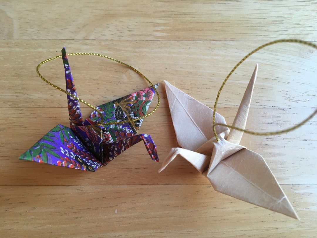 Handmade Japanese Origami Paper Crane Christmas Tree Ornaments Set of ...