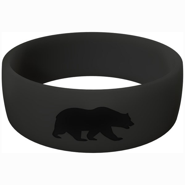 Men's Athletic Black Silicone Ring