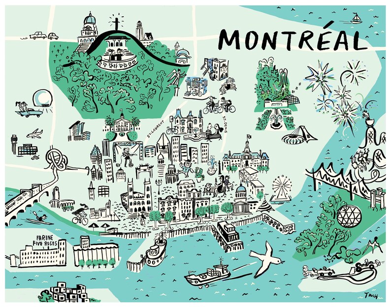 Map of Montréal, Poster 8x10 Inches - Etsy