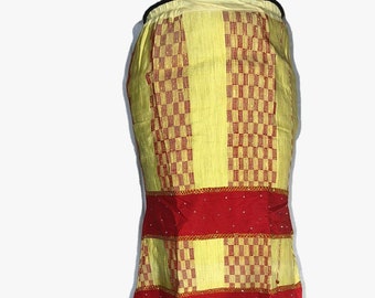 Yellow & Red Akwete  Skirt