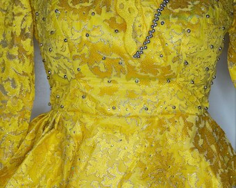 knee length dresses for ladies The Vinetta Set in Transparent Yellow Lace 0 / Transparent Yellow Lace main image 0