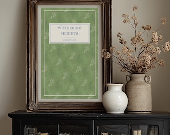 Grafika na okładce książki „Wichrowe Wzgórza” – Emily Bronte – cyfrowy plakat – do wydrukowania literacka grafika ścienna do pobrania