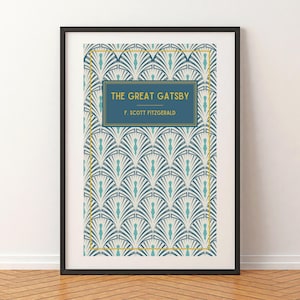 The Great Gatsby Book Cover Art Print – F Scott Fitzgerald Digital Poster – Printable Art Deco Literary Wall Art Download