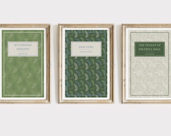 Brontë Sisters Set of 3 Book Cover Art Print – Digital Poster Bundle – Printable Literary Wall Art Download