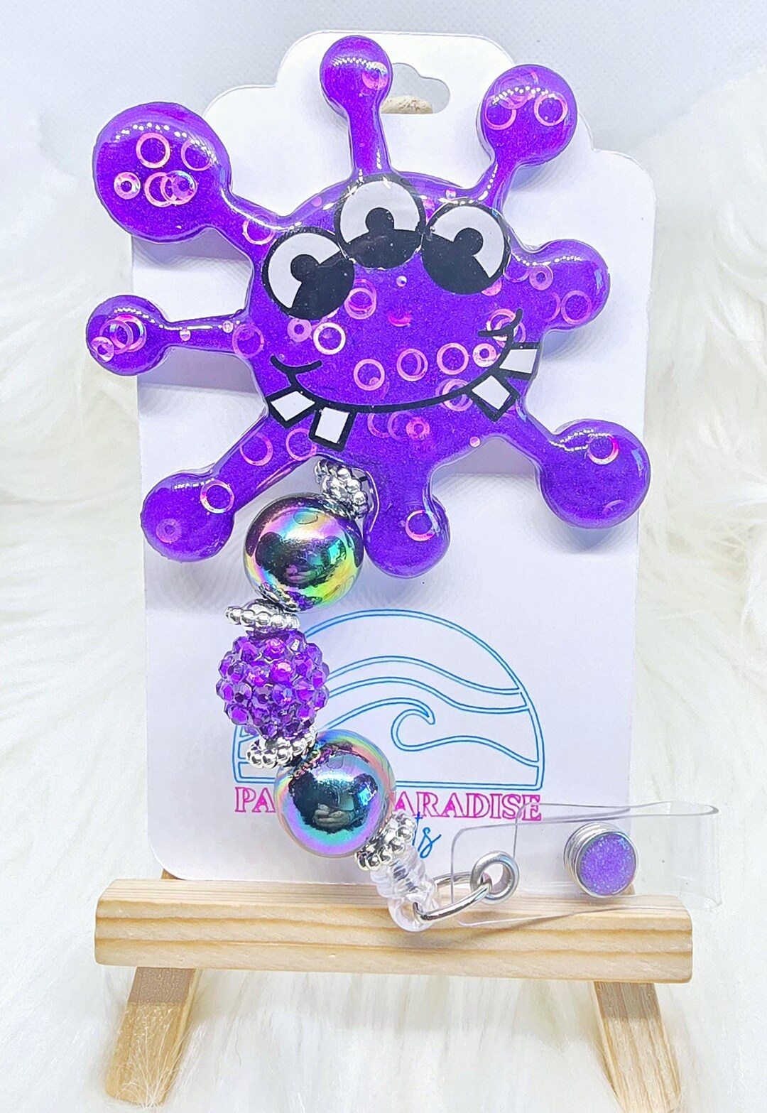 Handmade Resin Germ Monster Badge Reels – Goofy Face Badge Holders With ...
