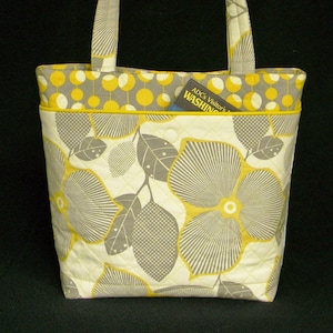 Soft  Gray and Beige Tote with Mustard Accent
